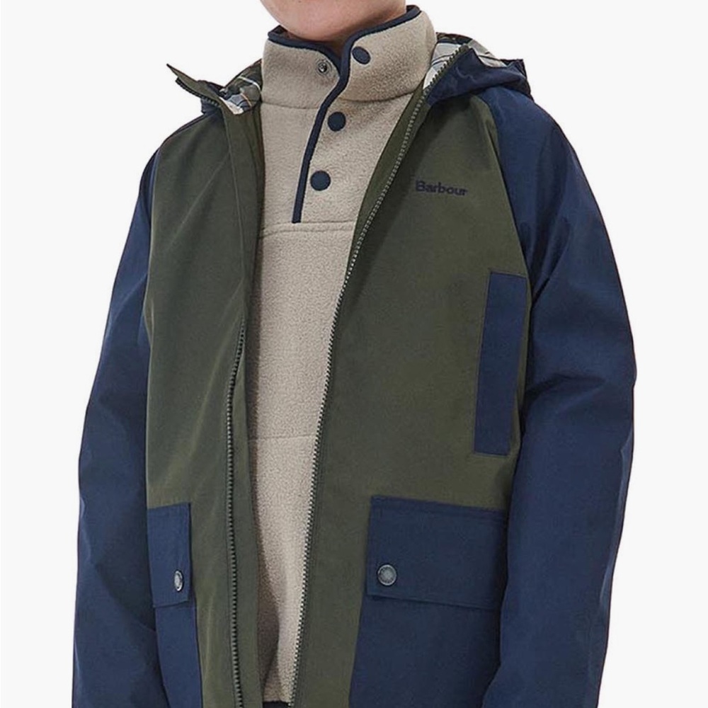 NEW Barbour Domus Colorblock Water Repellent Hooded Jacket - Size 8/9 Medium
